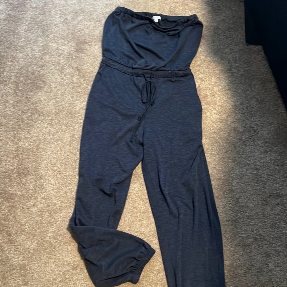 Juniors strapless jumpsuit blue heather size medium